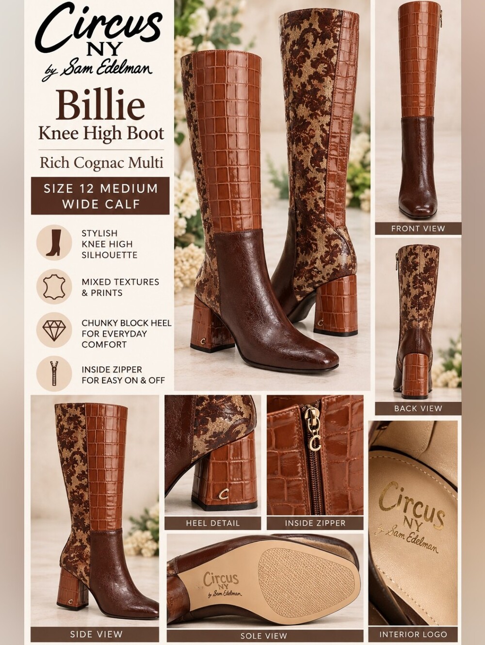 NIB Circus by Sam Edelman Rich Cognac Multi Over-the-Knee Boots